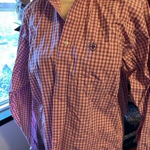 Ariat Men's Pink Plaid Button Down Shirt